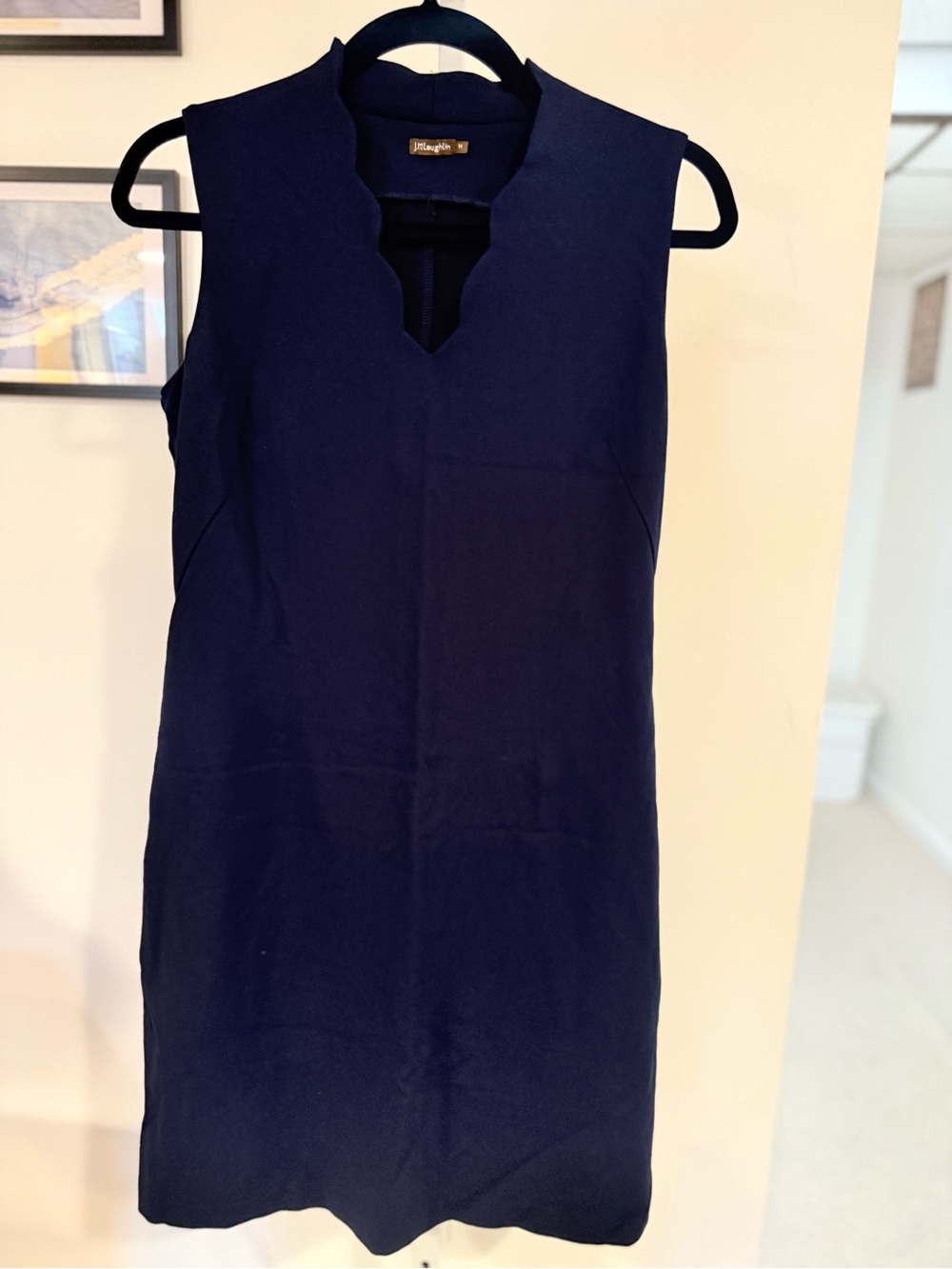 J. McLaughlin Navy Scallop Neck Sleeveless Dress - Picture 1 of 4